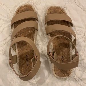 VINCE Elian Leather Espadrille Sandal 8M Cappuccino